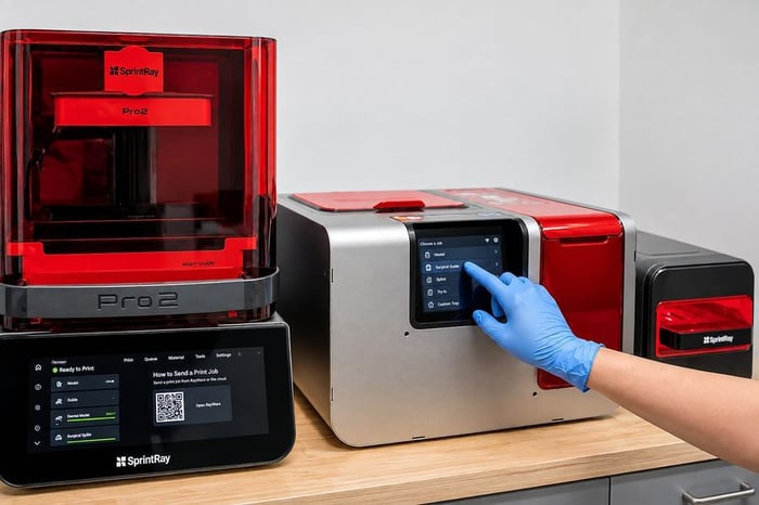 SprintRay Pro 2 3D printer and curing station at Westmount Dental