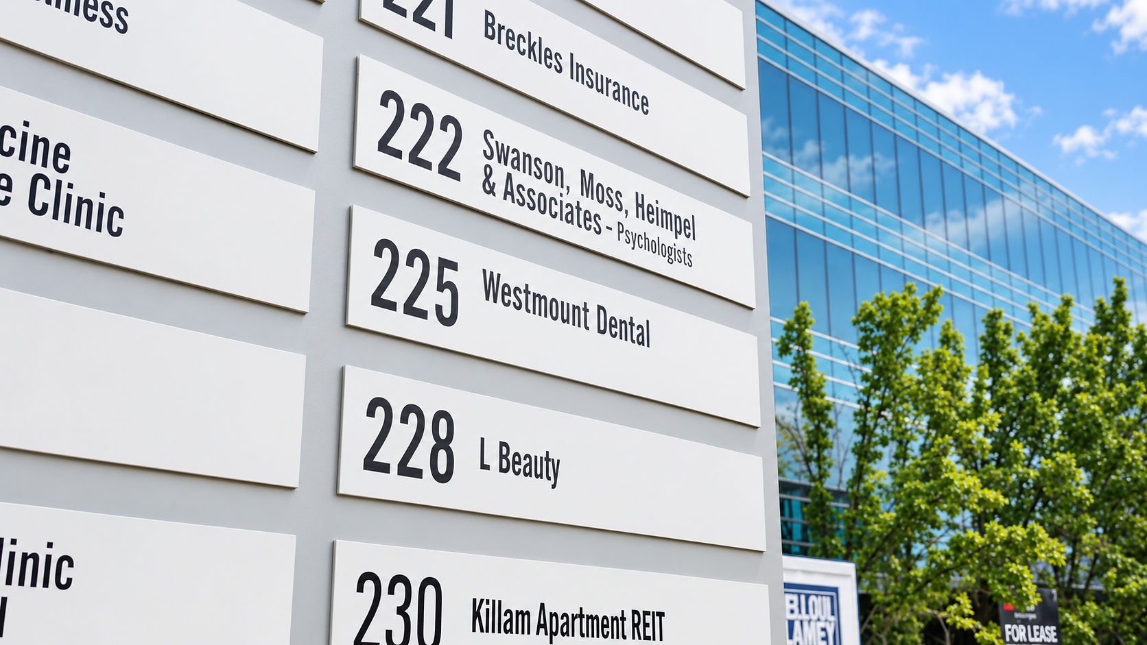 Westmount Dental building sign at 225 Westmount Road in Waterloo