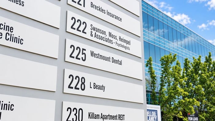 Westmount Dental clinic sign and suite number 225