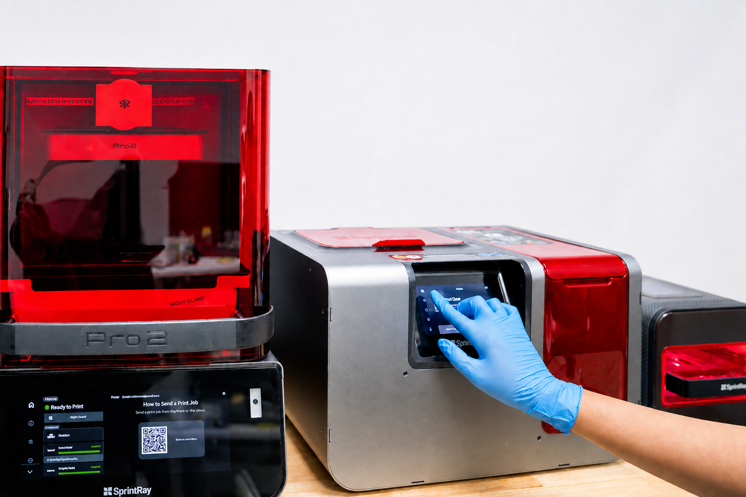 SprintRay Pro 2 3D printer and curing station at Westmount Dental