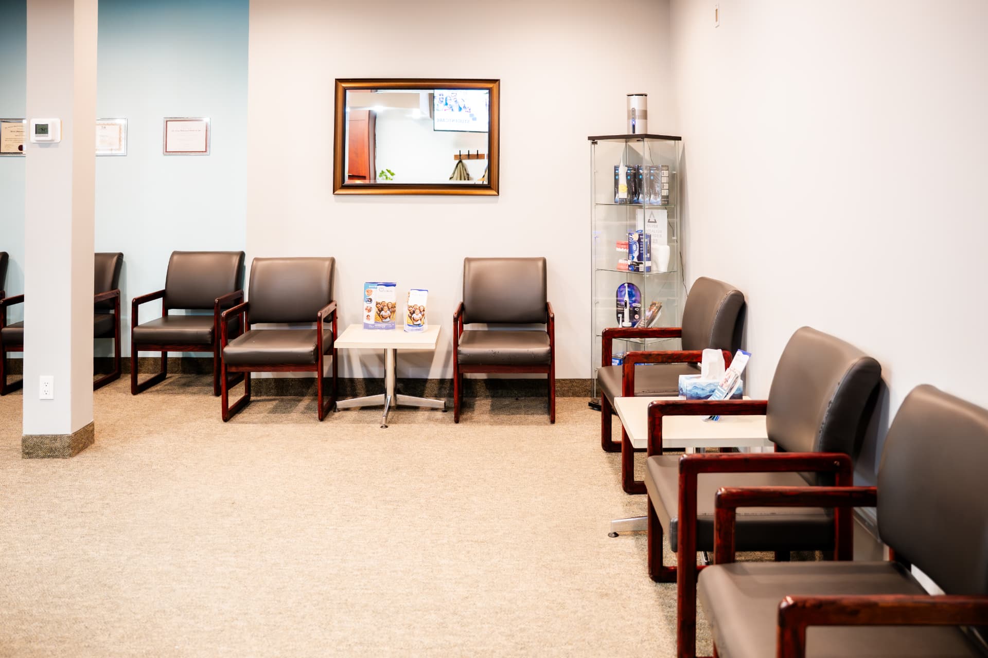 Comfortable patient waiting room at Westmount Dental