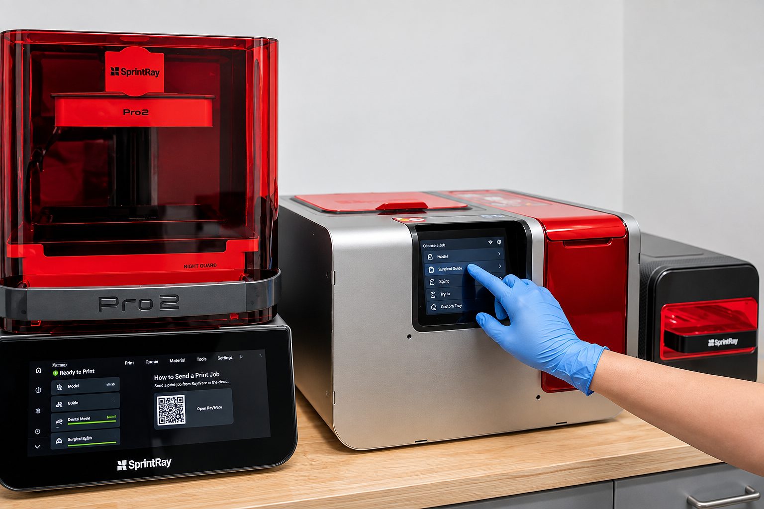 SprintRay Pro 2 3D printer and curing station at Westmount Dental